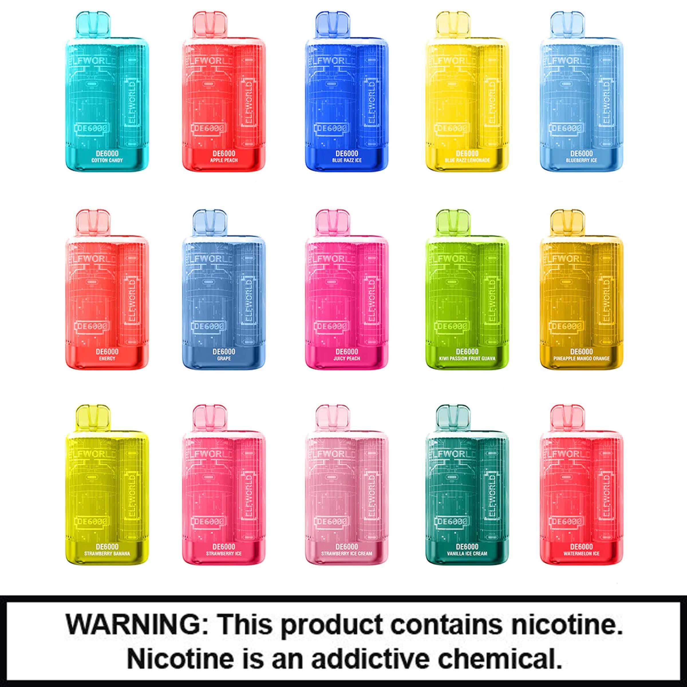 Elfworld DE6000 Rechargable Disposables | 5% Nicotine | 6000 Puffs | 10 Count Display product image